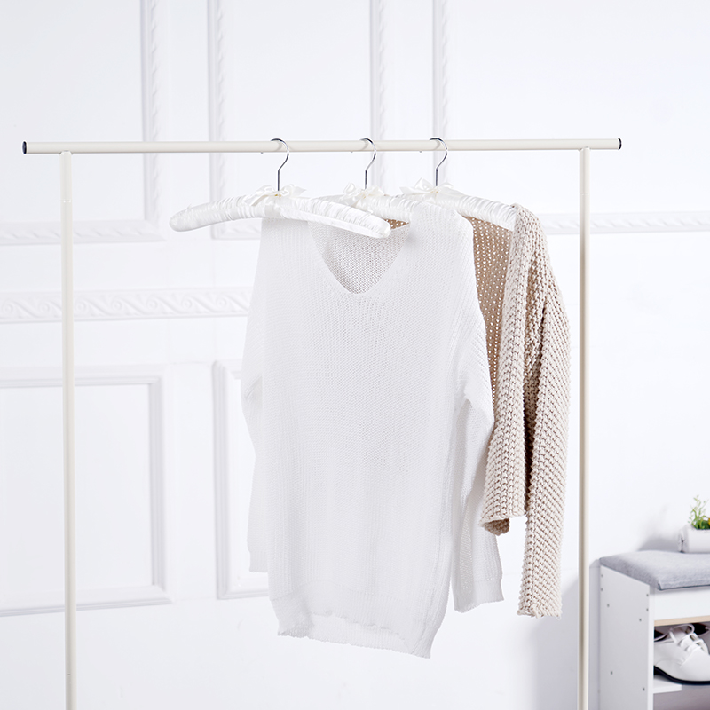 Classic White Adult Satin Hanger Buttons on Shoulders