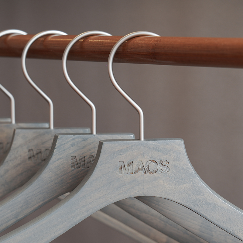 Luxury Ash Wood Hanger with Clear Grey Soft Touch Painting