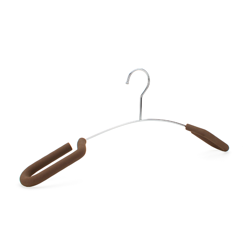 Metal Coat Hanger with Brown Non-Slip EVA Foam Shoulders 46CM