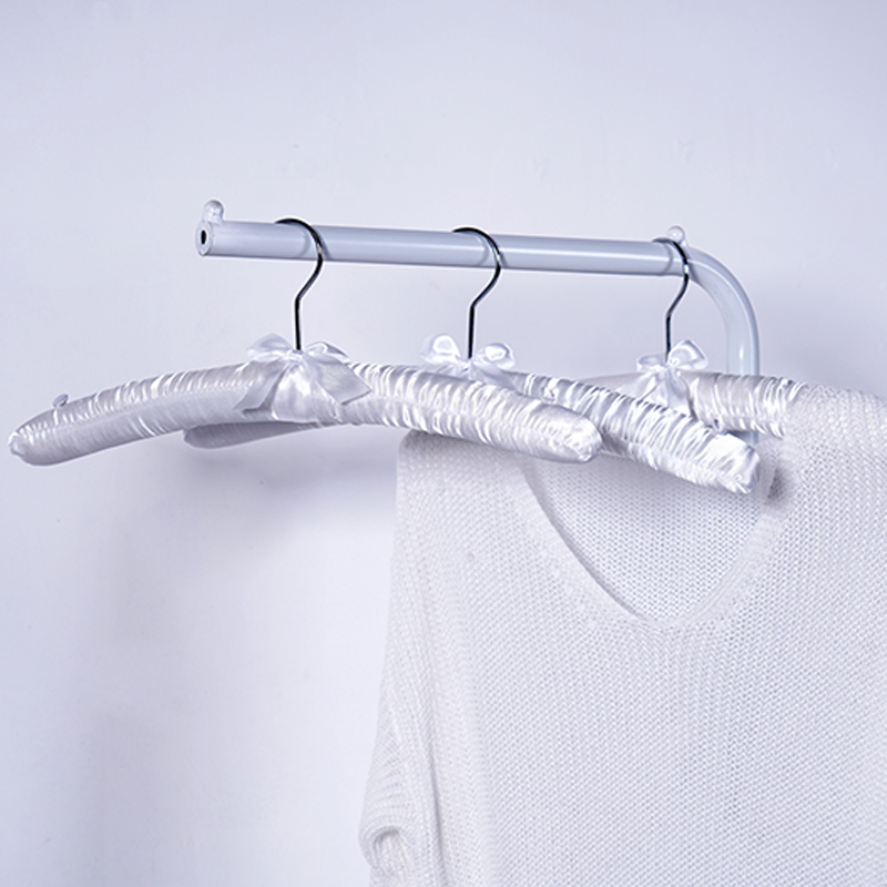 38CM Classic White Adult Satin Hanger with Chrome Hook