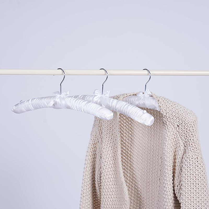 38CM Classic White Adult Satin Hanger with Chrome Hook
