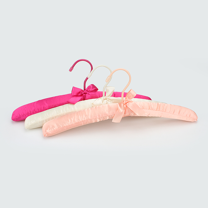 Colorful Satin Padded Hanger with Rubber-Sleeve Hook 38CM Length