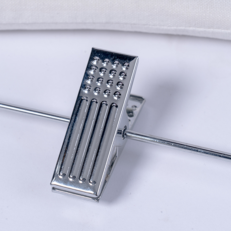 38CM Natural Beige Linen Padded Hanger with Clips Bar