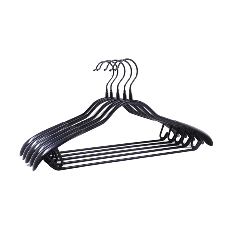 Black PVC Coating Metal Hanger with Intergrated Hooks