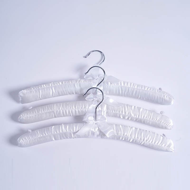 38CM Classic White Adult Satin Hanger with Chrome Hook