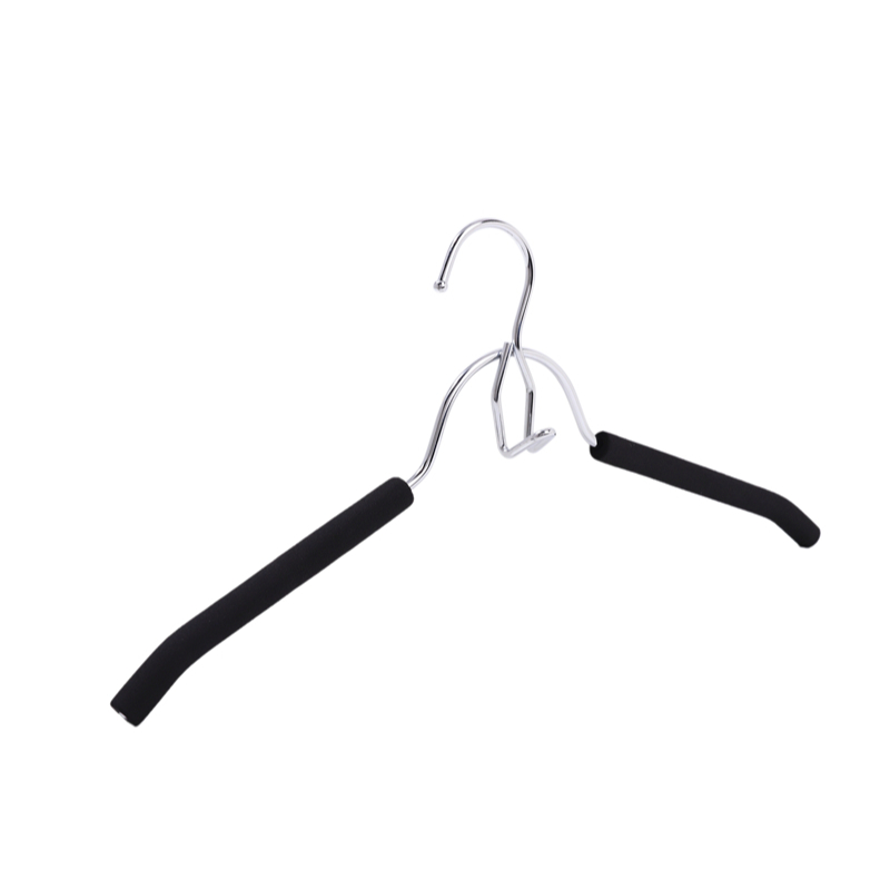 Black Non-Slip EVA Foam Padded Top Hanger with Intergarated Downside Hook 42CM