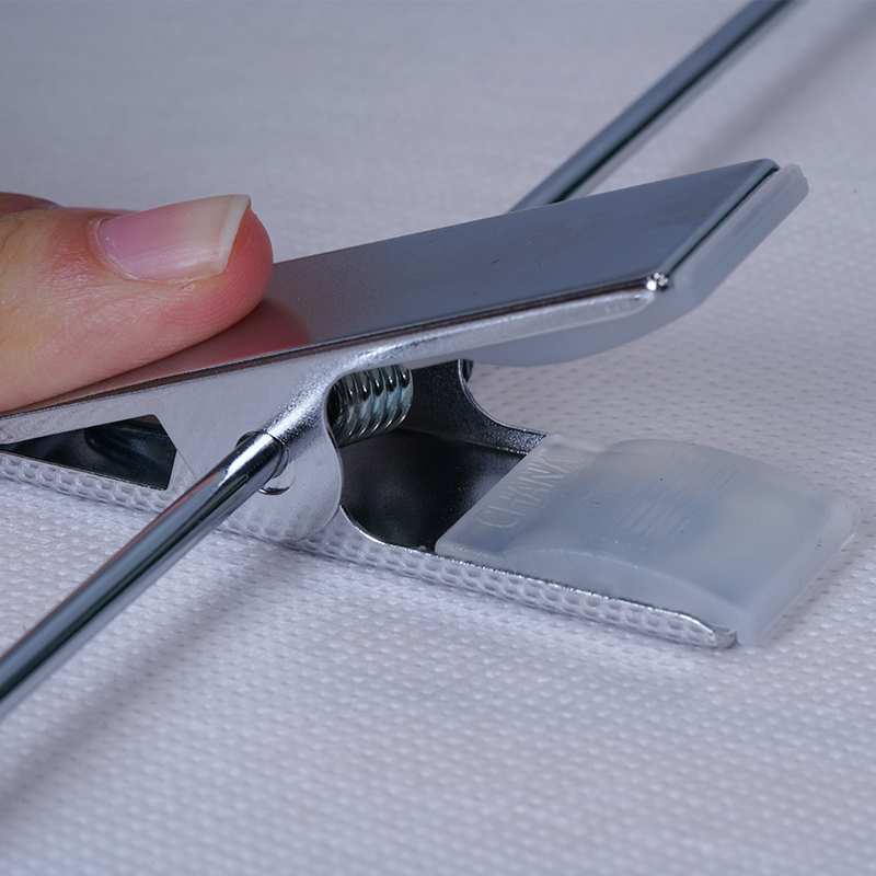 White Ultrasonically Welded Plastic Bottom Clip Hanger