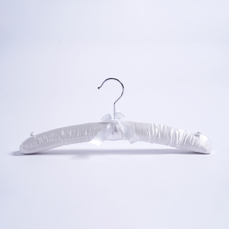 38CM Classic White Adult Satin Hanger with Chrome Hook