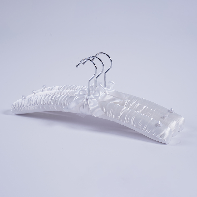 38CM Classic White Adult Satin Hanger with Chrome Hook