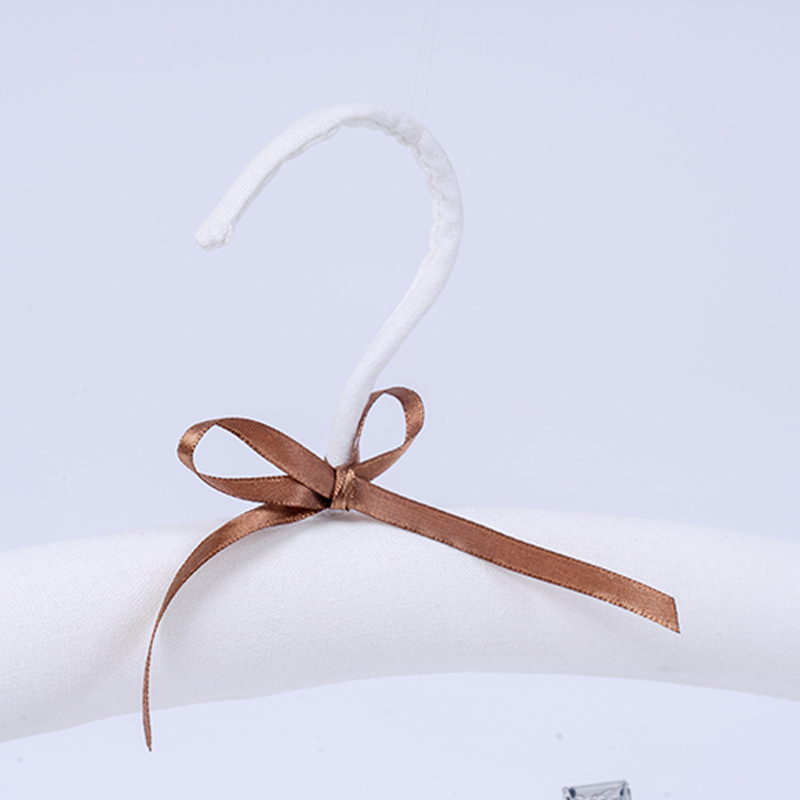 38CM Natural Beige Linen Padded Hanger with Clips Bar