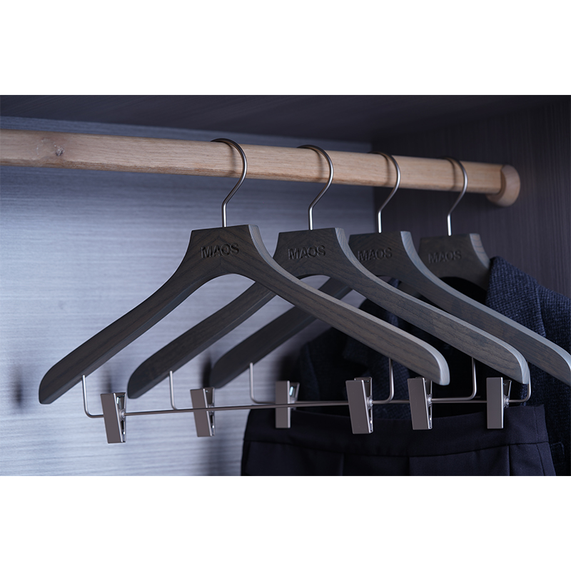Luxury Ash Wood Hanger with Clear Grey Soft Touch Painting
