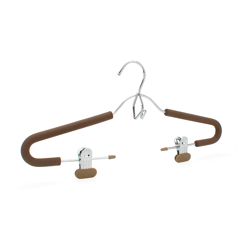 Brown Foam Padded Shirt Hanger with Non-Slip Clips
