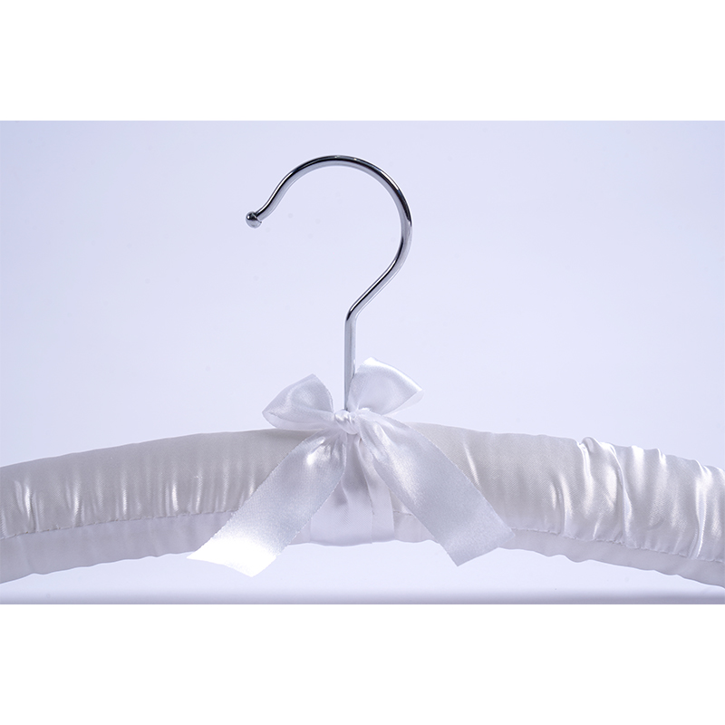 38CM Classic White Adult Satin Hanger with Chrome Hook