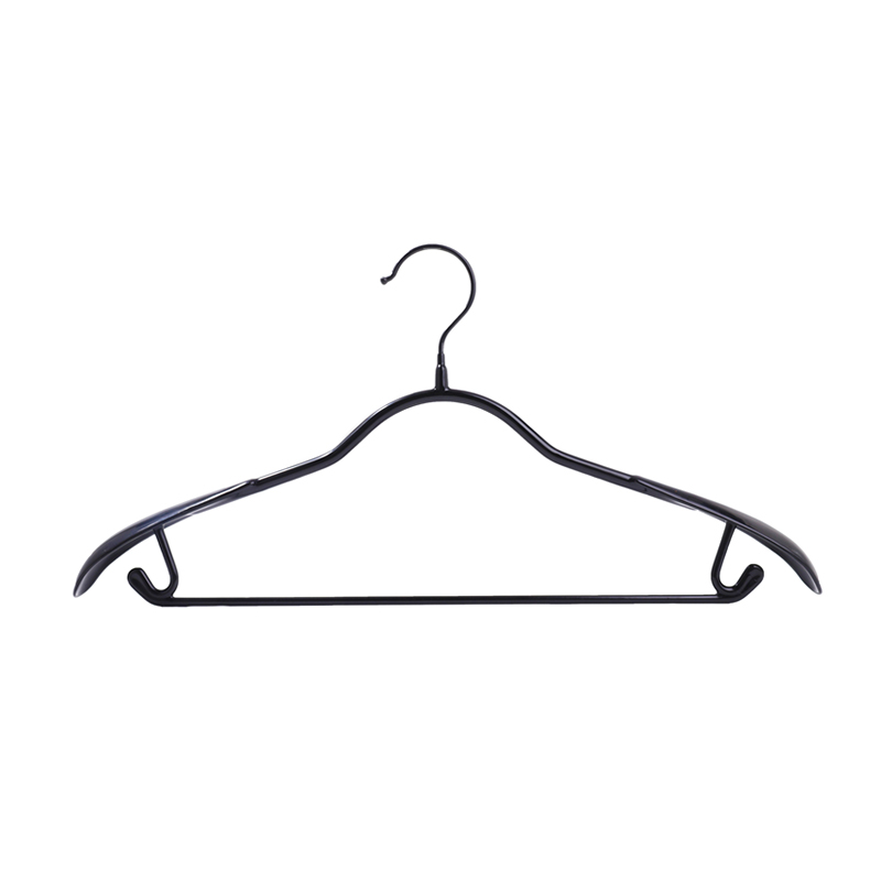 Black PVC Coating Metal Hanger with Intergrated Hooks