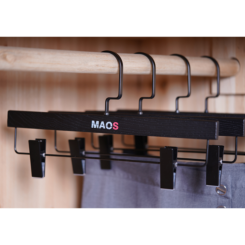 Luxury Camellia Wood Pants Hanger with Brushed Texture