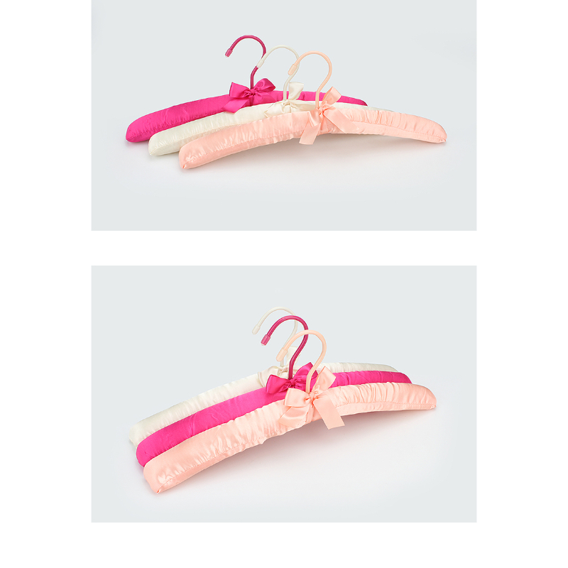 Colorful Satin Padded Hanger with Rubber-Sleeve Hook 38CM Length