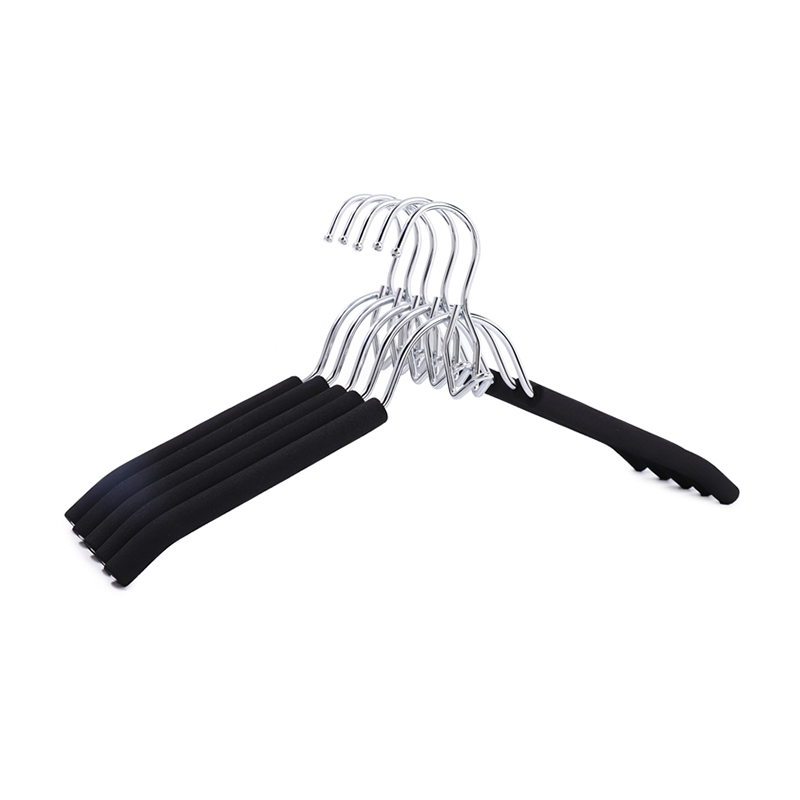 Black Non-Slip EVA Foam Padded Top Hanger with Intergarated Downside Hook 42CM